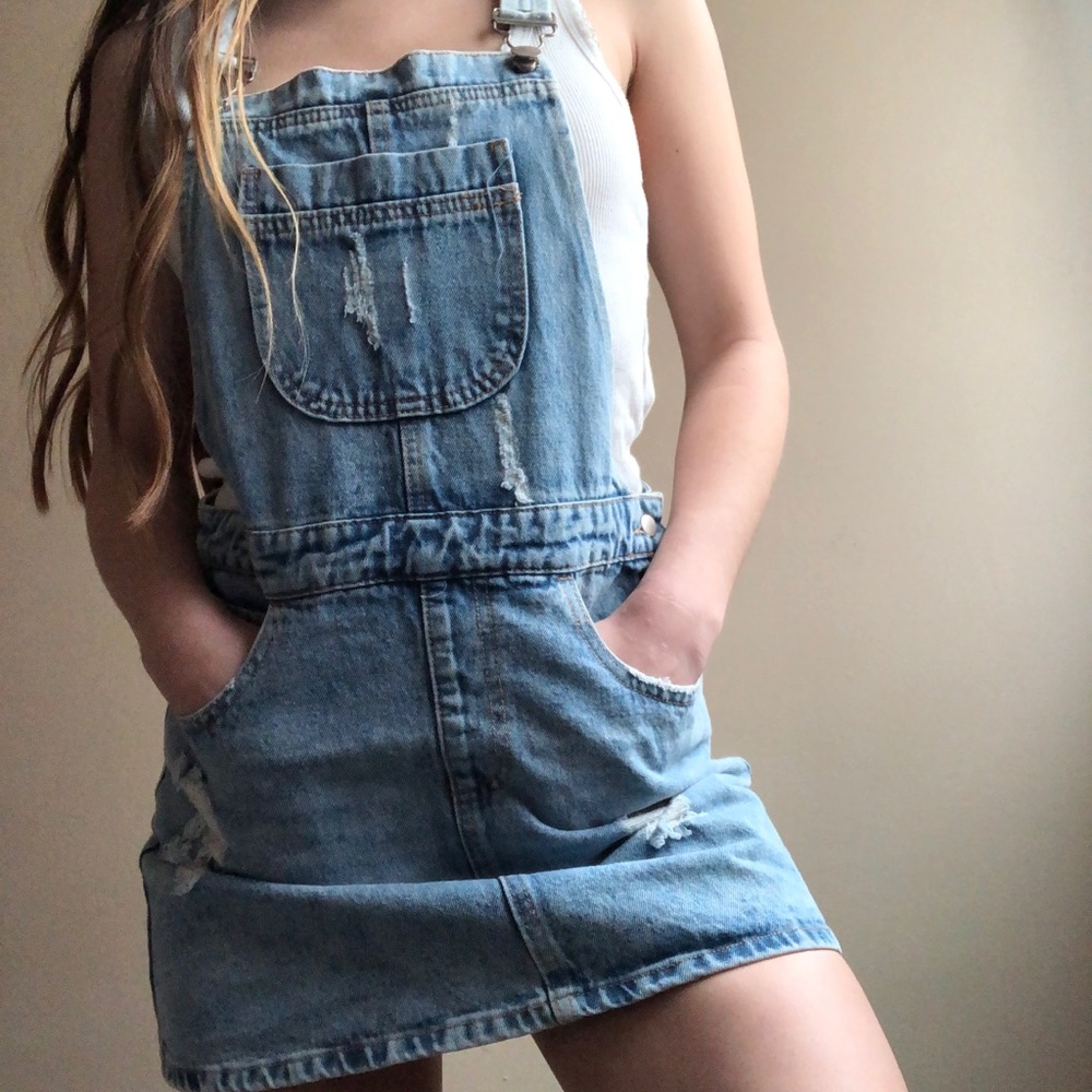 Jean skirt overalls